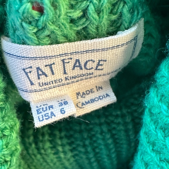 FatFace Sweater Womens Size 6 Chunky Roll Neck Green Wool Blend EUC - Picture 5 of 6
